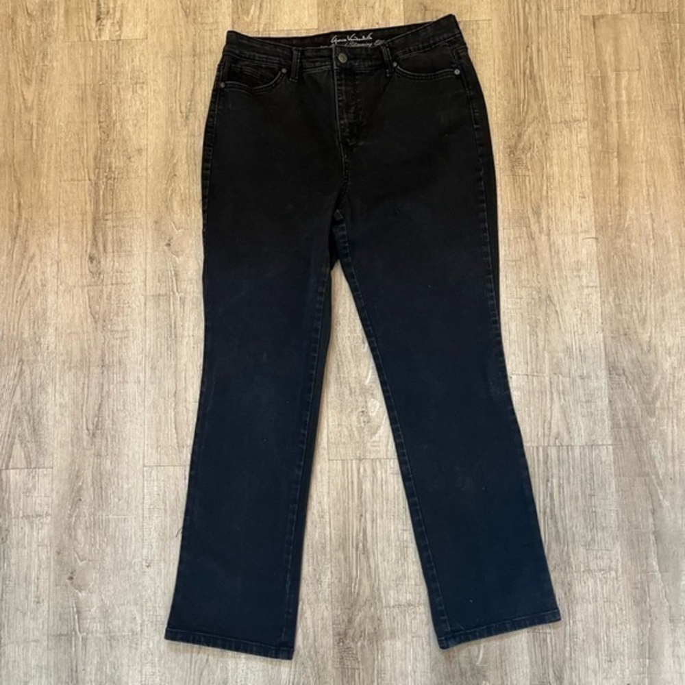Gloria Vanderbilt Rail Straight All Around Slimming Effect Black Jeans 10 Short